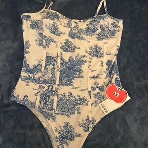 Cider Kids Bodysuit with Blue and Cream Print